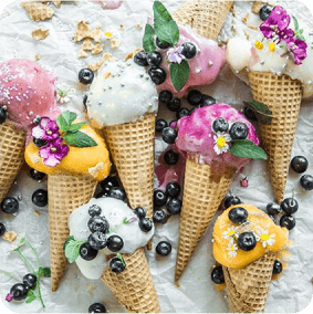 ice cream with blueberry